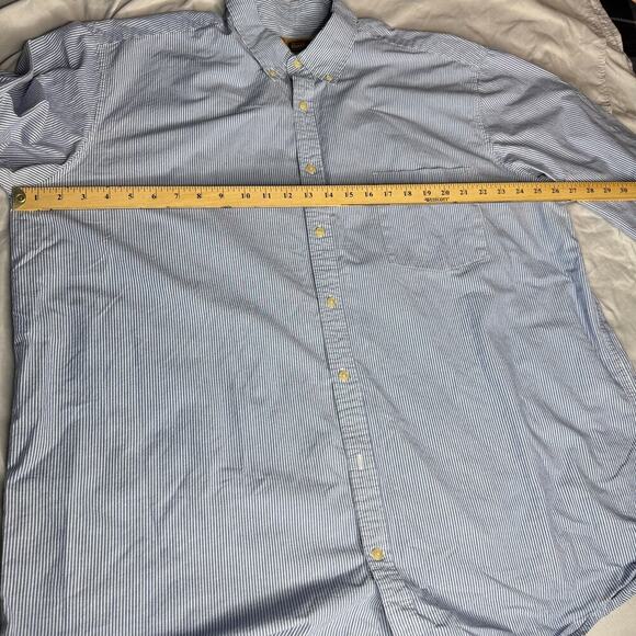 The Foundry Men's size 2XLT Big & Tall Blue Stripe Button Down Long Sleeve Shirt - Picture 6 of 9